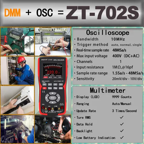Multímetro Digital Portátil Con Rms Verdadero 10 Mhz 48 Msa/