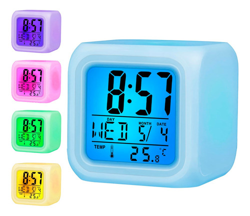 Reloj Despertador Luz Led Rgb Pantalla Alarma Temperatura