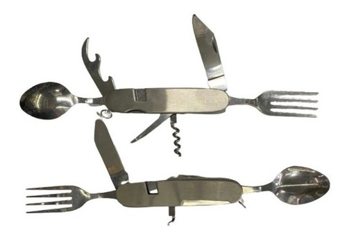 Set Cubiertos Plegable Camping Cuchillo Tenedor 10 Uso Metal