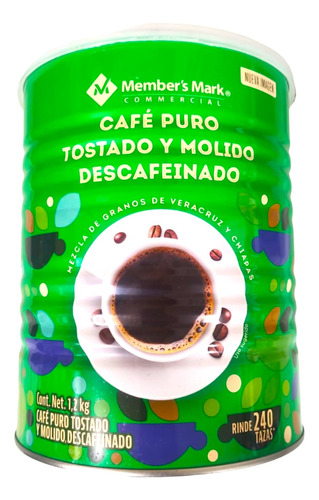 Café Members Mark Puro Tostado Molido Descafeinado  1.2 Kg