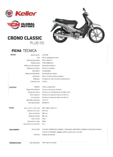 Imagen 9 de 10 de Keller Crono Classic Eco 110 - Global Motor's Corrientes