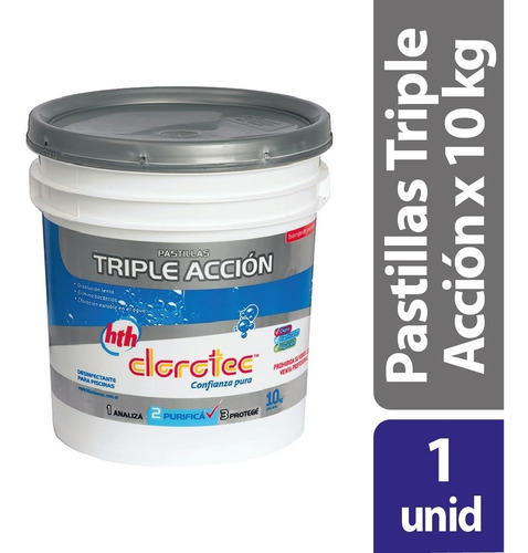 Imagen 2 de 5 de Pastillas Para Piletas Triple Accion Clorotec X 10 Kgs
