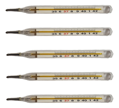Termómetro De Vidrio De Mercurio Para Axilas, 5 Unidades