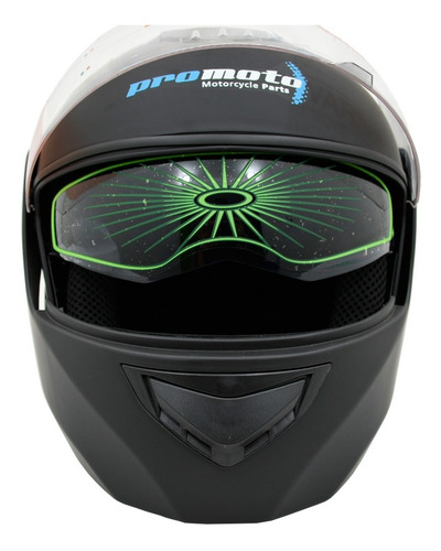 Imagen 3 de 10 de Casco Abatible Para Moto Negro Mate Doble Mica Promoto Md903