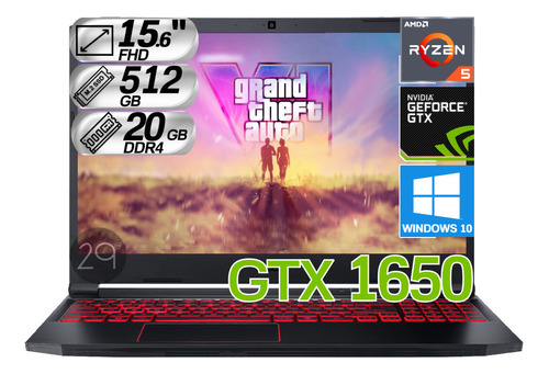 Portátil Gamer Acer Nitro5 Ryzen5 Ram 20gb 512gb Gtx 1650