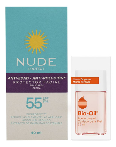 Promoción Nude Protector Solar Facial Antiedad Spf55 40ml + 