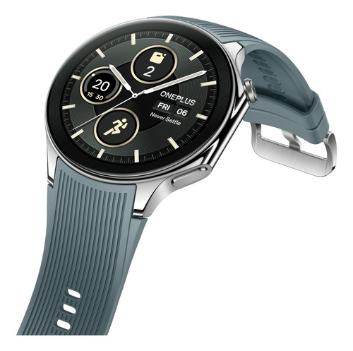Oneplus Watch 2 Reloj Inteligente 46mm Bluetooth Deporte Caja Plateado Malla Verde Bisel Plateado Diseño De La Malla Mesh