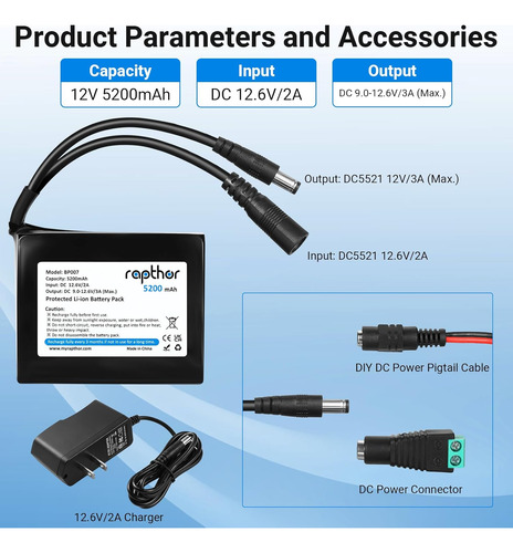 Batería Recargable De Litio 12 V 5200 Mah Con Cargador