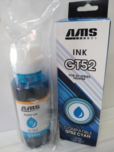 Botella Tinta Compatible  Ams Hp Gt52 Azul 90ml Nueva