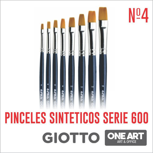 Pincel Sintetico Giotto Serie 600 - Chato - Numero 4