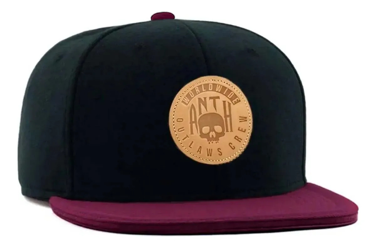 Boné Aba Reta Snapback Still Ajustável Anth Co Preto/aba Bordô Único