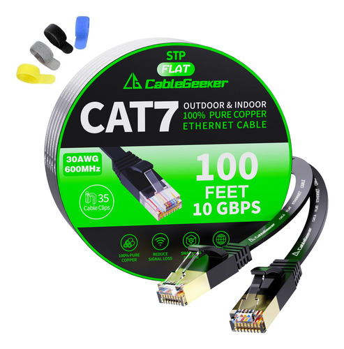 Cable De Conexión Ethernet Cat 7 Blindado De 100 Pies Negro