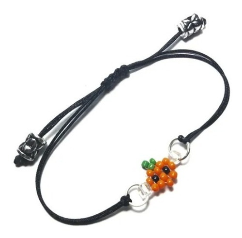 Pulsera Calabaza Halloween Chaquira Artesanal Joyería Moda