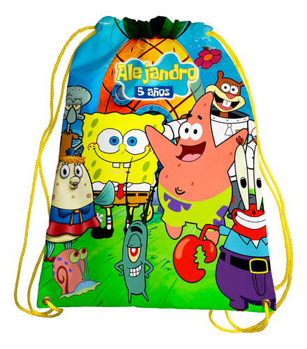 Recuerdos Morralitos Fiestas Bob Esponja Personalizados 55u