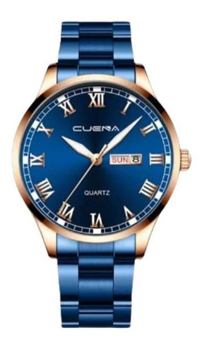 Relógio Masculino Azul Metal Com Cobre Presente