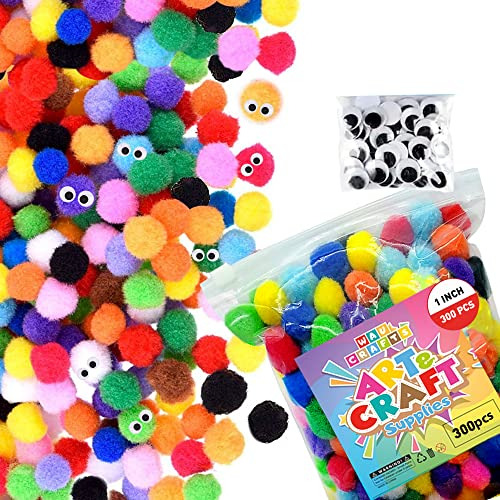 Wau Craft Pom Poms Balls - 300 Piezas De 1 Pulgada Bols...