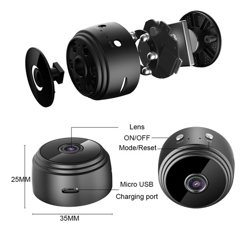 Mini Cámara Escondida Espía Wifi Infravermelho Ip 1080p