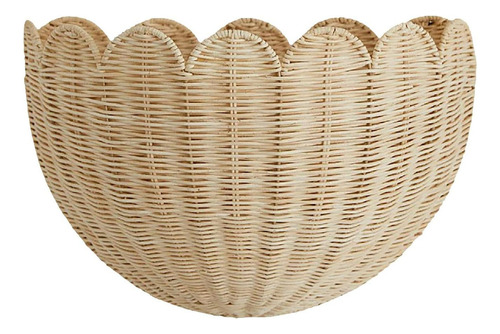 Cesta De Pared Festoneada, Cesta De Mimbre Tejida A Mano.