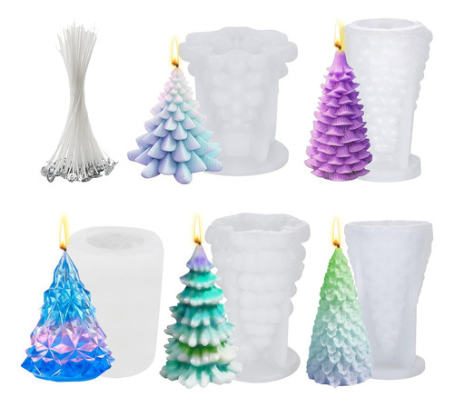 5 Moldes De Silicona 3d Para Velas De Árbol De Navidad, Mold