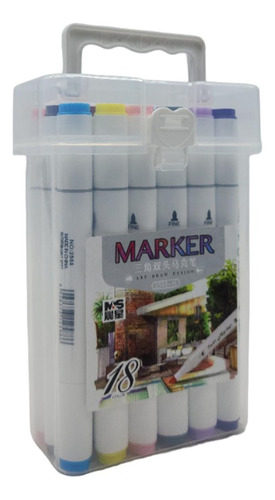 Set Marcadores Doble Punta 18 Lapices Plumones Arte Marker