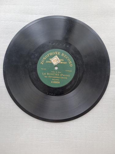 Giovannina Coliva Zonophone Record Disco De Pasta Importado (Usado)