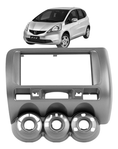 Moldura 2 Din 9 Pol Central Multimídia Honda Fit 2004 A 2008
