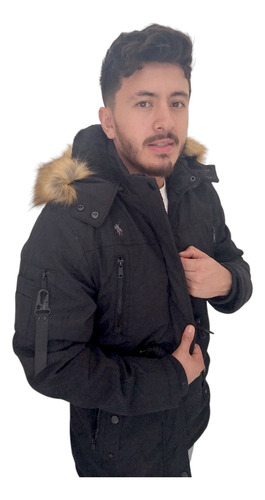 Campera Hombre Parka Corderito Capucha Desmotable Polo Club