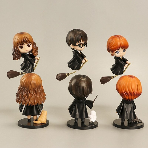 Imagen 2 de 3 de Set 6 Figuras Harry Potter - Escobas Y Mascotas