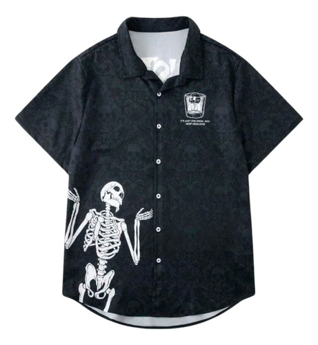 Camisa Esqueleto Con Patron De Cráneos Calavera Halloween