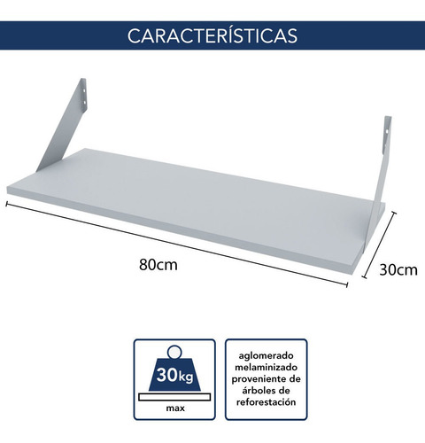 Imagen 2 de 8 de Estante Con Mensula Centro Estant 80 X 30 Cm Melamina Wengue