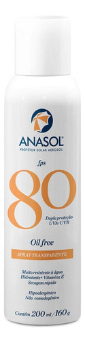 Protetor Solar Spray Transparente Fps 80 Anasol 200ml