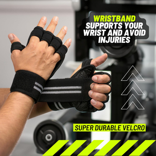 Ola Digital Powermex Guantes Gimnasio Con Muñequera Con Prot