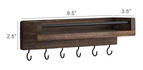 Mkono Llavero para pared de 9.5 x 3.5 x 2.5 Pequeño estante para llaves de  madera