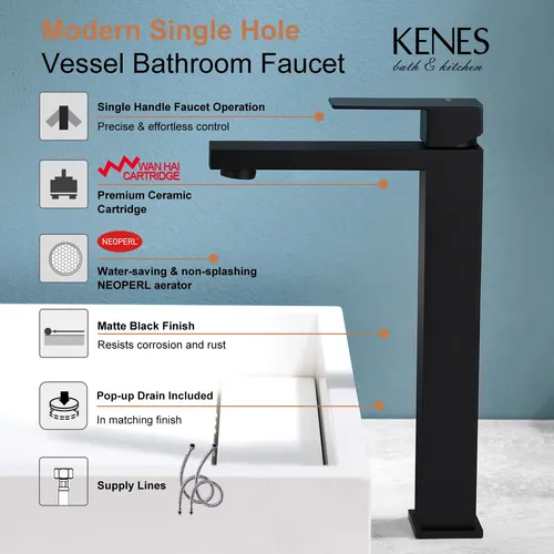 Canilla C/drenaje Para Baño 25cm Negro