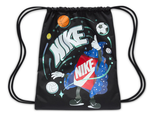 Bolsa Con Cordón 12l Para Niños Nike Color Negro/negro/blanco Talla Unit