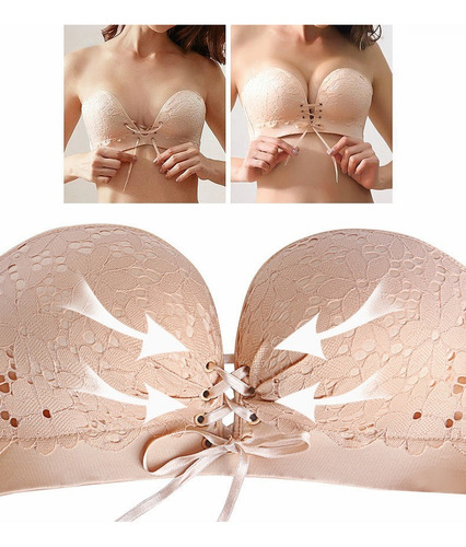 ` Brasier Push Up Strapless Invisible Bra 2piezas