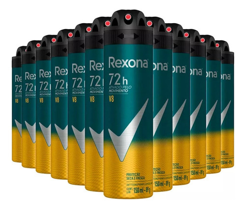 Kit 12 Desodorantes Rexona Men V8 Aerosol 48h 150ml
