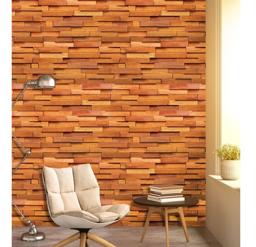 Imagen 7 de 10 de Papel Tapiz Paneles De Madera Moderno Autoadherible Pared