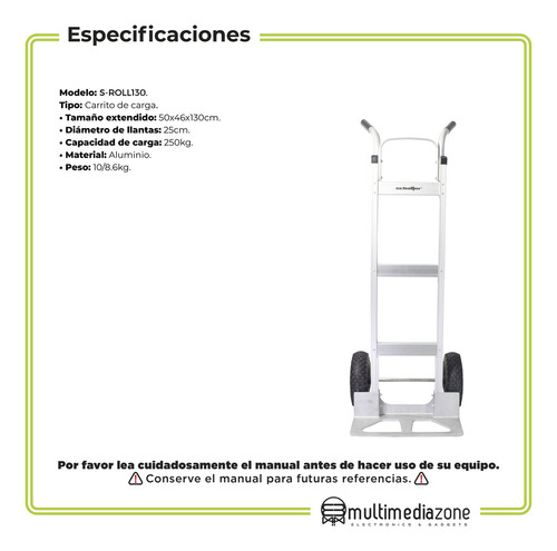 Diablo Carga 250 Kg Fijo Ruedas Sólidas