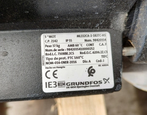 Bomba Centrifuga De 7.5 Hp Modelo Dx-8850 Marca Grundfos