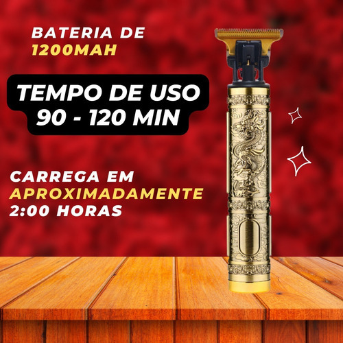 Máquina De Barbear E Cortar Cabelo Profissional Recarregável Cor Dourado