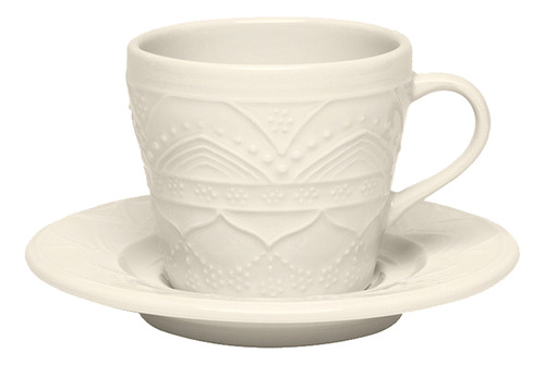 Taza De Té C/plato 200ml Serena Cream, Cerámicas Oxford 