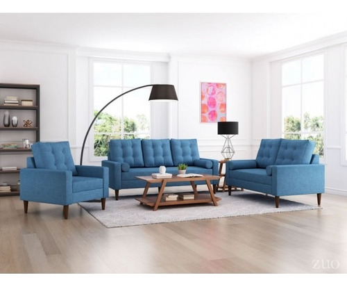 Love Seat Modelo Morgan - Azul Diseño De La Tela Liso