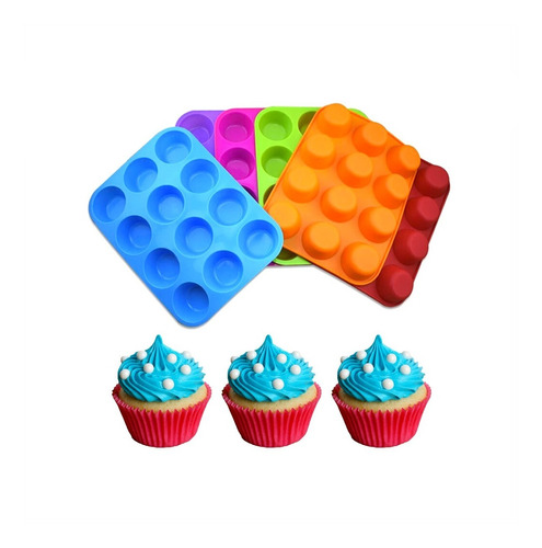 Molde Para 12 Muffins Silicona Apta Horno Cupcakes Pirotin