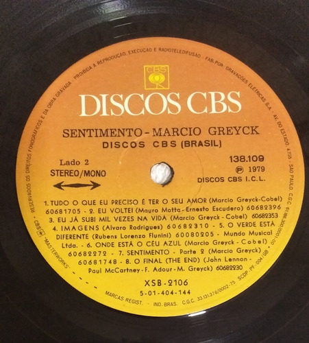 Lp Márcio Greyck Raul Seixas John Lennon Paul Maccartney 79 (Usado)