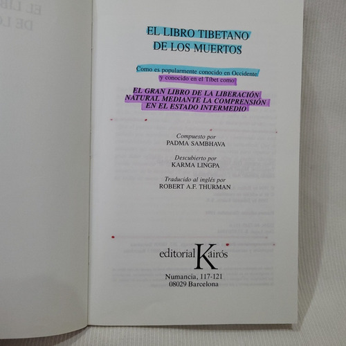 Imagen 4 de 9 de El Libro Tibetano De Los Muertos Padma Sambhava Kairos