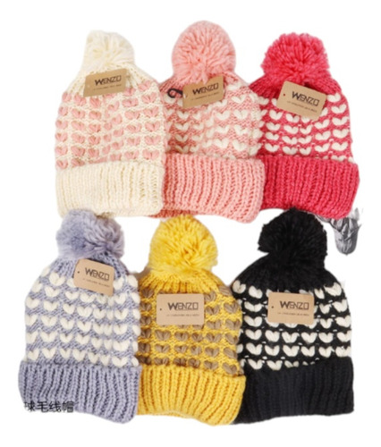 Gorros De Lana Con Pompom De Invierno Para Niñ@s