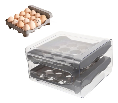 Recipiente Para Huevos Doble Cajón Soporte Para Refrigerador