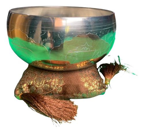 Cuencos Tibetanos 7 Metales 1000 Grs 14 Cm Diámetro Plateado Plateado