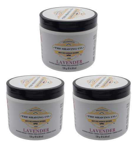 The Shaving Co Kit 3 Cremas Para Afeitar Lavanda Cream Lavender Shaving Cream de 130 gr Cada Una